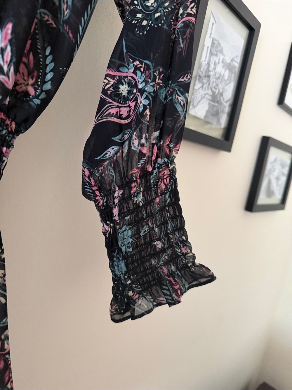 Misa Los Angeles Lexie Black Paisley Ruffle-Hem Mini Dress with Multicolor Print - Picture 7 of 8